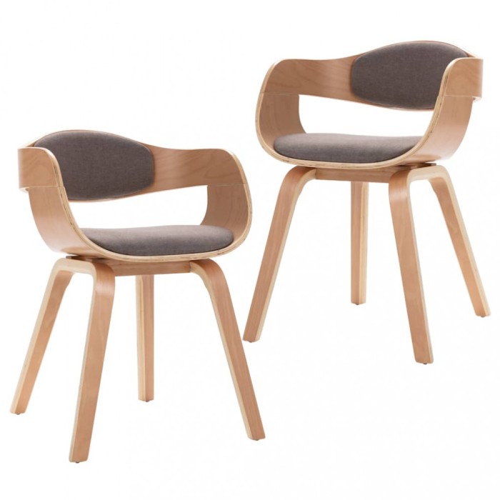 Scaune de bucatarie, 2 buc., gri taupe, lemn curbat si textil