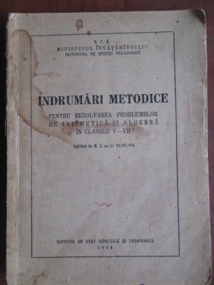 Indrumari metodice pentru rezolvarea problemelor de aritmetica si algebra in clasele V-VII foto