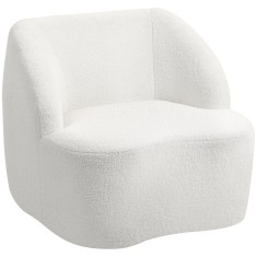 HOMCOM Fotoliu modern cu capitonaj din fleece, fotoliu confortabil pentru sufragerie, dormitor, birou acasă, Crem | Aosom Romania
