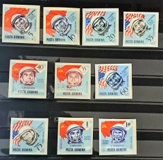 TIMBRE ROM&Acirc;NIA LP576a/1964 NAVIGAȚIA COSMICA -nedantelate -Serie simpla -MNH