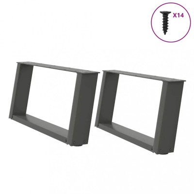 vidaXL Picioare pentru măsuță de cafea &amp;icirc;n formă de U, 2 buc., antracit, 70x(30-31) cm, oțel 4012754 foto