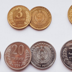 01B41 Uzbekistan set 6 monede 1994 1, 3, 5, 10, 20, 50 Tiyin 1994 UNC