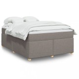 VidaXL Pat box spring cu saltea, gri taupe, 140x200 cm, textil