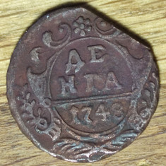 Rusia imperiu - moneda de colectie - raritate - 1 denga 1748 -Elizaveta Petrovna