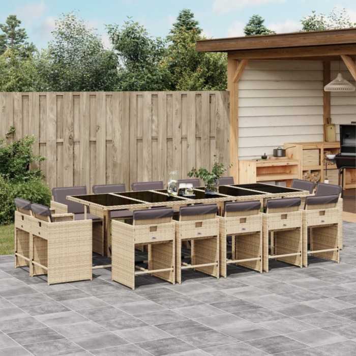 Gossi set mobilier gradina cu perne, 15 piese, bej combinat poliratan