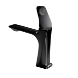 Baterie Lavoar BiXXBi Bath X Plus, Aerator Newport, Cartus Ceramic, Premium, Design Modern cu Gravura Stil Amprenta, Negru