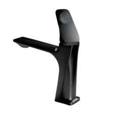 Baterie Lavoar BiXXBi Bath X Plus, Aerator Newport, Cartus Ceramic, Premium, Design Modern cu Gravura Stil Amprenta, Negru