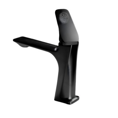 Baterie Lavoar BiXXBi Bath X Plus, Aerator Newport, Cartus Ceramic, Premium, Design Modern cu Gravura Stil Amprenta, Negru foto