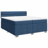 Cumpara ieftin Pat box spring cu saltea, albastru, 200x200 cm, textil