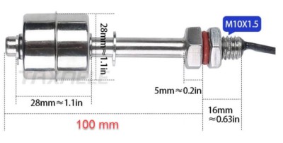 Senzor nivel inox apa lichid plutitor 100mm foto