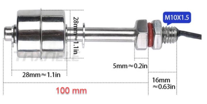 Senzor nivel inox apa lichid plutitor 100mm