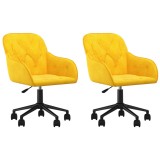 Cumpara ieftin Scaune de bucatarie pivotante, 2 buc., galben, catifea
