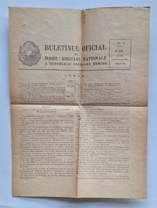 Buletinul Oficial RPR &ndash; Nr. 18 / 16 iulie 1957 &ndash; Decret Cod penal &amp; procedură
