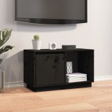 Comoda TV Gossi Neagra 74x35x44cm Lemn Masiv Pin Dulap Suport TV Living Modern