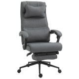 Scaun ergonomic birou, PVC, Vinsetto, Inaltime reglabila, Tetiera, Suport lombar, Suport picioare, Gri