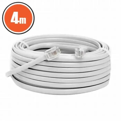 Cablu telefon RJ11 4m Fisa modulara 6P4C - fisa modulara 6P4C alb 20301 foto