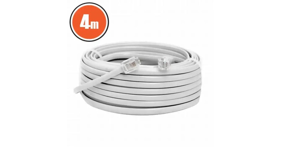 Cablu telefon RJ11 4m Fisa modulara 6P4C - fisa modulara 6P4C alb 20301 ...
