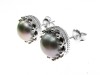 Cercei Argint 925 Coroana cu Perle Cultura Gri 8mm, 11mm, 3.92g