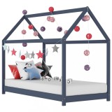 vidaXL Cadru pat de copii, gri, 70 x 140 cm, lemn masiv de pin