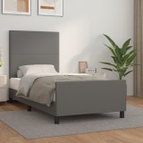 VidaXL Cadru de pat cu tăblie, gri, 100x200 cm, piele ecologică