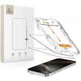 Folie de protectie Ecran Tech-Protect Quick Set+ pentru Apple iPhone 16 Pro, Sticla Securizata, Full Glue, Set 2 bucati, Cu Rama Ajutatoare, Neagra