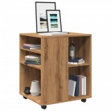 Gossi dulap cu roti, stejar artizanal, 60x53x72 cm, lemn prelucrat