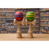 Cumpara ieftin Kendama din lemn 100%, 18cm, Diverse culori cu dungi - DKEND3017