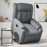 VidaXL Fotoliu rabatabil electric cu ridicare, gri, piele ecologică
