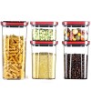 Cutii de Depozitare Alimente, Cyrax, Set din 5 Cuti de tip Container, Recipiente pentru Cereale in Bucatarie,&nbsp; Transparente cu Capac Negru
