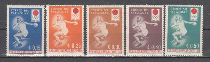 A12 S6 6 - Timbre foarte vechi - Paraguay - Jocurile olimpice Tokio 1964