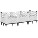 Cumpara ieftin Jardiniera de gradina cu tarusi, alb, 123,5x43,5x43,5 cm, PP