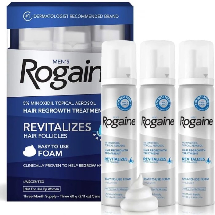 Spumă Rogaine Minoxidil 5% pentru barbati, Tratament &icirc;mpotriva căderii părului, 3 Flacoane