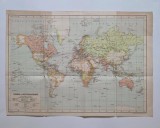 Harta Generala si Coloniala a Lumii, litografiata in anul 1895 de G. Freytag &amp; Berndt Wien / Viena, 51 x 36,5 cm, Europa
