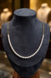 Colier din Argint 925 Placat cu Aur Galben, cu sir de Perle si Detalii Sferice,