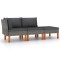 Gossi set mobilier gradina, 3 piese, poliratan &amp; lemn masiv eucalipt