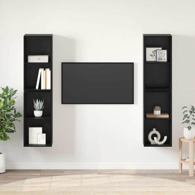 vidaXL Dulap pentru TV pe Perete 4 pcs Stejar negru 37 x 37 x 72 cm 3393562 foto