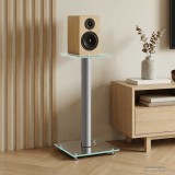 vidaXL Suporturi boxe 2 buc, Sticlă securizată &amp; Aluminiu Argintiu, Gestionare cabluri, Anti-alunecare, 55cm, Max 25kg/buc