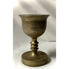 Suport Vechi Oriental din Bronz Masiv &ndash; Cupă Gravată cu Inscripții/Motive Calligrafice (cca. 1900&ndash;1930)