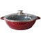 Cratita aluminiu, cu capac din sticla termorezistenta, capacitate 3L, maner ergonomic, invelis ceramic, rosu