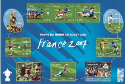 Franta 2007 - CUPA MONDIALA de RUGBY - Bloc XXL - MNH - Nominal 5,40 Eur. foto