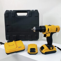 Trusa Bormasina cu Percutie, Autofiletanta, Portabila cu 30 Accesorii, 2 Acumulatori 36V, Cutie Transport Inclusa, Negru-Galben