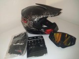 Cumpara ieftin Casca Moto Enduro ATV Full Face/Open Face ABS + Ochelari + Manusi + Cagula, Marime: XL/XS/L/S/M, Multicolor/Negru/Albastru, Hecht/kwmobile