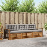 Cumpara ieftin Set de canapele de exterior 3 buc. Natural si gri deschis