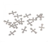 Set 10 pandantive decorative metalice, 9 x 13 mm Cruciulite argintii, Crisalida