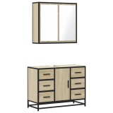 Cumpara ieftin Set mobilier de baie, 2 piese, stejar sonoma, lemn prelucrat