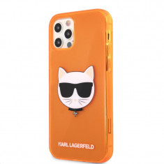 Husa TPU Karl Lagerfeld Choupette Head pentru Apple iPhone 12 / Apple iPhone 12 Pro, Portocalie KLHCP12MCHTRO