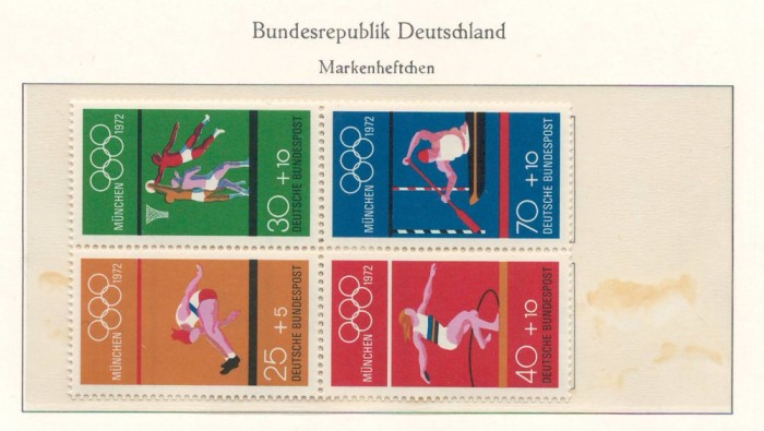 Germania 1972 Mi 734/37 (from booklet) MNH - Jocurile Olimpice vara Munchen (VI)