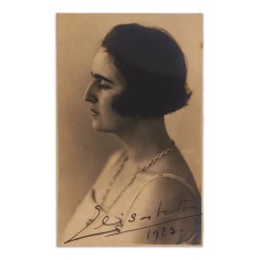 Regina Elisabeta a Greciei, fotografie tip carte poștală, 1923, cu semnătură, atelier Julietta