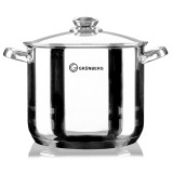 Oala din inox Grunberg cu capac din sticla, 6.5 l, compatibila inductie