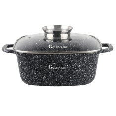 Cratita cu dozator Goldmann GM-1224, 4.5L, 24cm, Acoperire marmura, Inductie, Negru foto